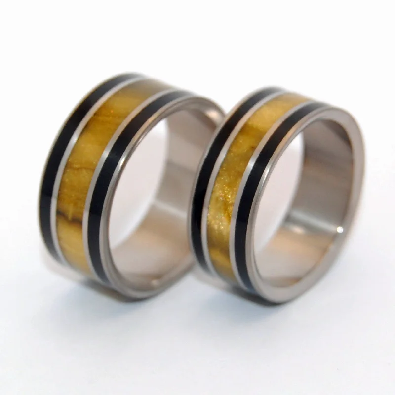 Rings featuring vivid stones for bold finger flair -Our Summit | Tiger Eye Stone & Onyx Stone - Unique Titanium Wedding Ring Set