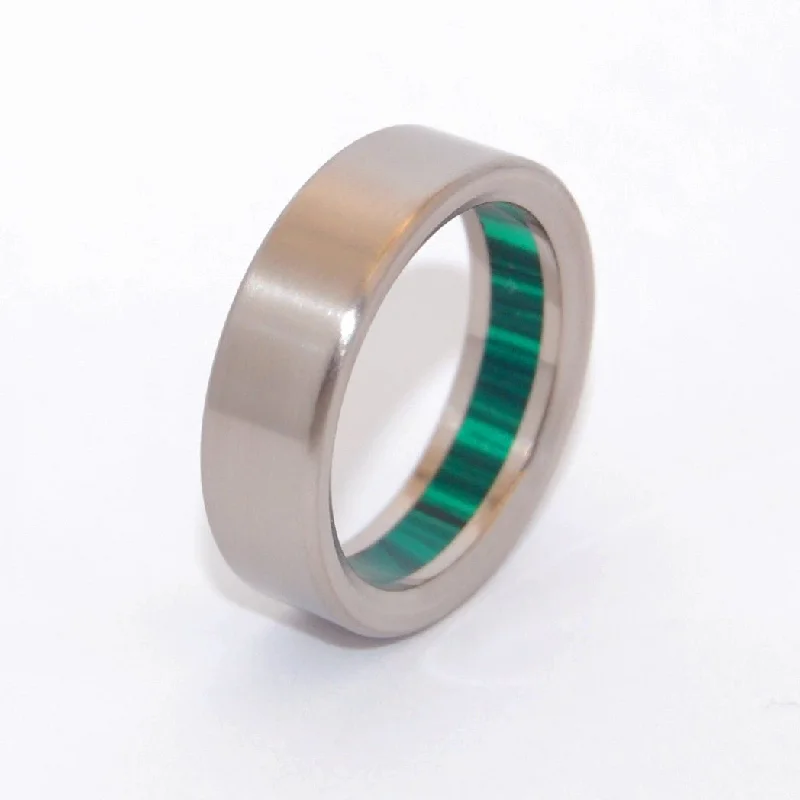 Rose gold rings for warm shimmering finger charm -Oz | Men's Malachite Stone & Titanium Wedding Ring