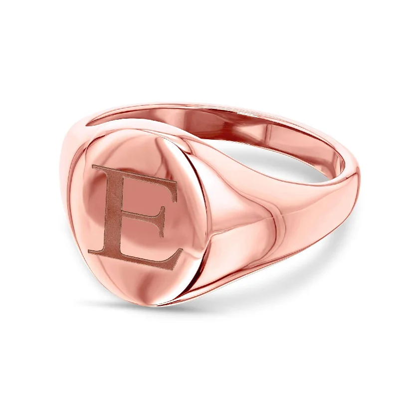 Rings great for events with special stone accents -Personalized Signet Oval 14k Rose Gold