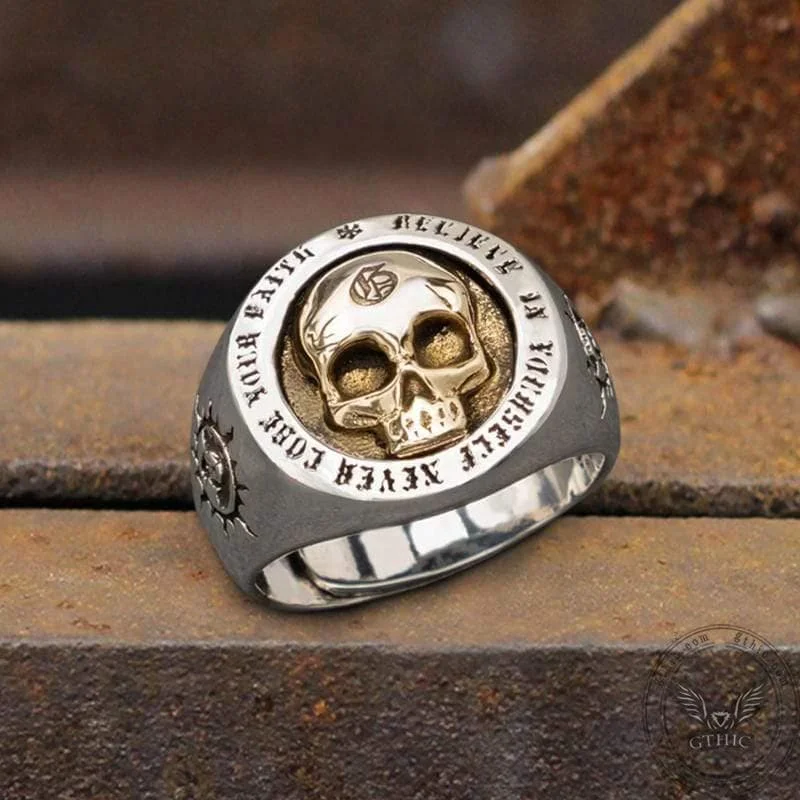 Twisted rings with woven bands for artistic beauty -Rock Symbol Sterling Silver Skull Ring