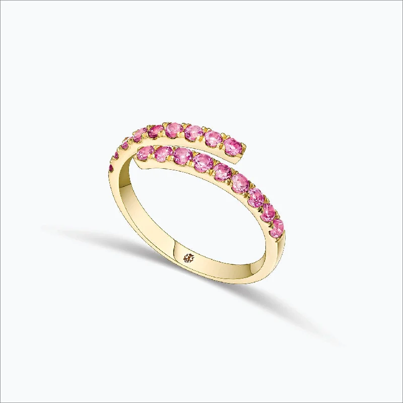 Rings featuring black diamonds for edgy finger shine -Initha 18K Gold Ring w. Pink Sapphire