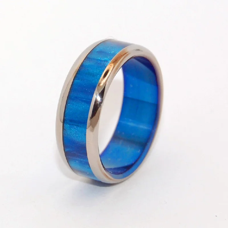 Glamorous rings perfect for dazzling evening finger wear -Rounded Bluebird | Men's Blue & Titanium Wedding Ring