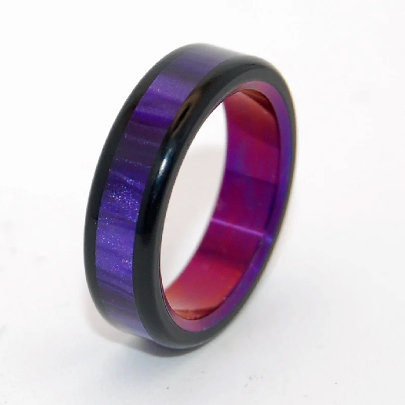 Gothic rings with dark stones for finger drama -Purple Avec Tu | Men's Purple Marbled Opalescent Resin & Titanium Wedding Ring