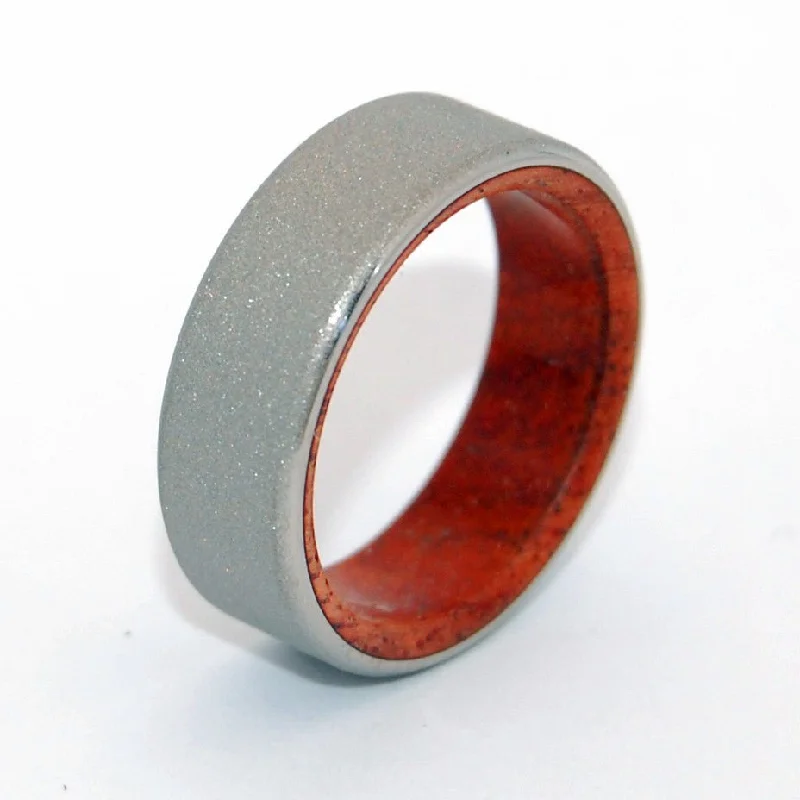 Chunky rings designed for loud finger fashion statements -Sanctum Sandblasted | Men's Amboyna Burl Wood & Titanium Wedding Ring