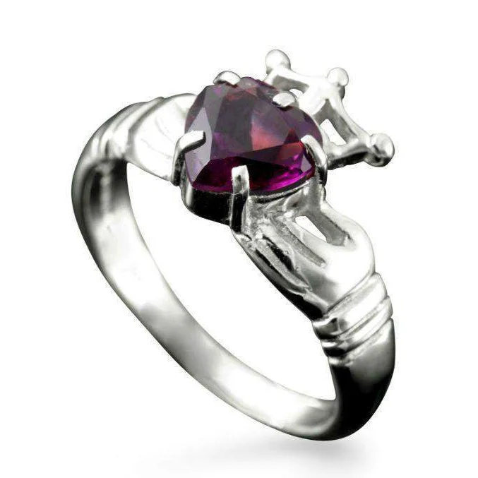 Secure rings with set stones for lasting wear -Gemstone Set Claddagh Ring - R152