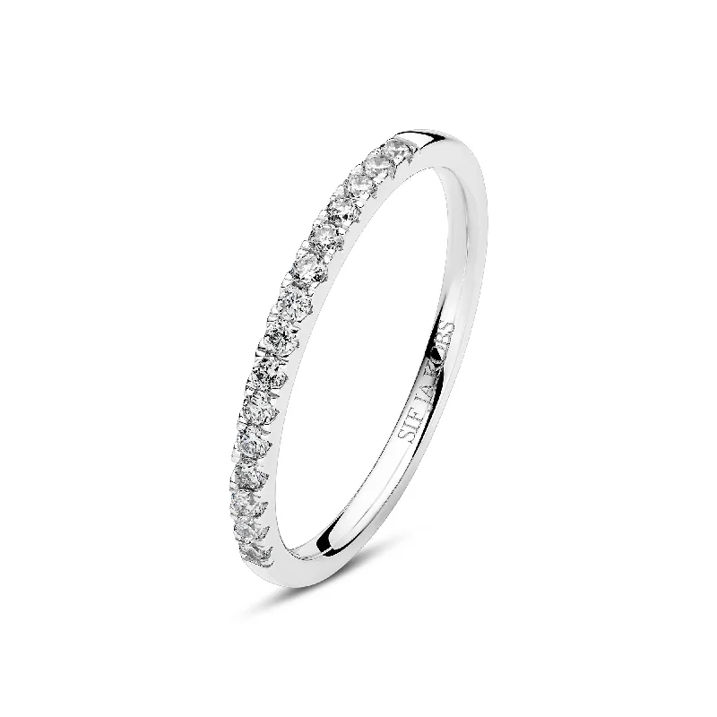 Rings with thin bands for light finger wear -Alba 14K Whitegold Ring w. Lab-Grown Diamonds