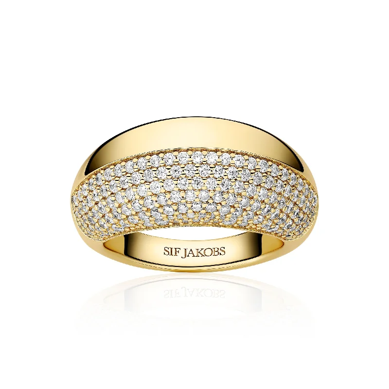 Dainty rings ideal for delicate finger embellishments -Fasano Gold Plated Ring w. Zirconia