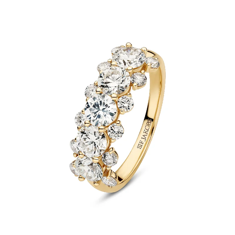 Rustic rings with hammered bands for textured flair -Fior Grande 14K Gold Ring w. Lab-Grown Diamonds