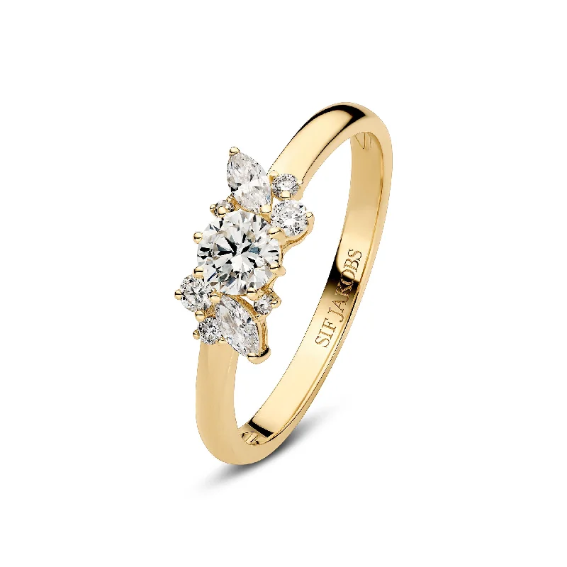 Sculpted rings with carved bands for finger art -Lovere 14K Gold Ring w. Lab-Grown Diamonds