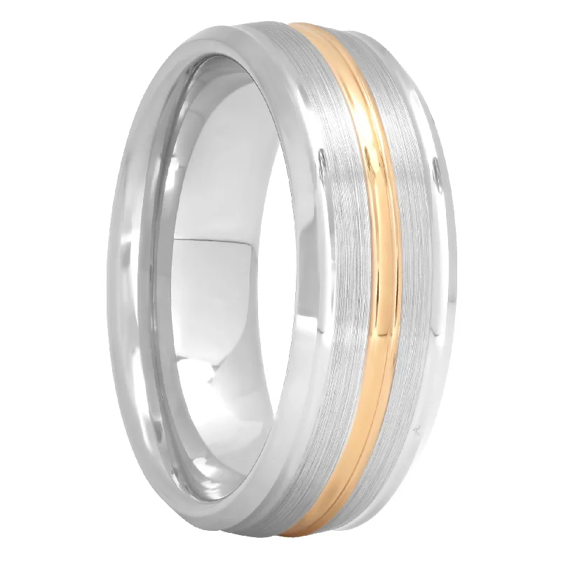 Rings perfect for kids with colorful stone accents -Tantalum Two-Tone Ridge Design, 8mm