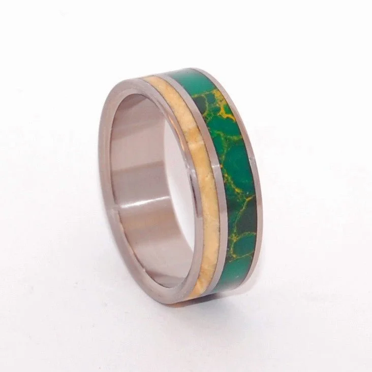 Heart rings with gemstone shapes for finger romance -The Earth Romanced The Sun | Men's Jade, Wood & Titanium Wedding Ring