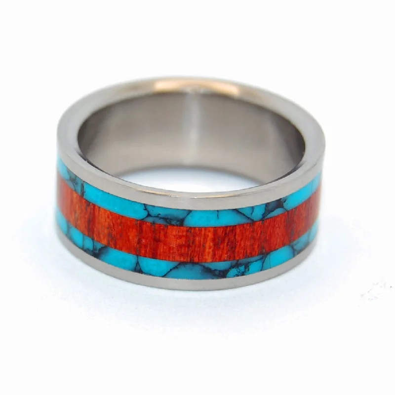 Artisan rings perfect for unique handcrafted beauty -The Ring That Jack Built | Men's Turquoise, Bloodwood & Titanium Wedding Ring