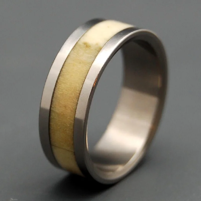 Twisted rings with woven bands for artistic beauty -Artemis | Men's Deer Antler & Titanium Wedding Ring