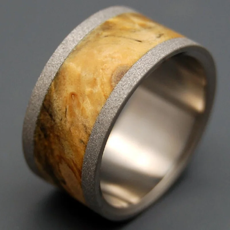 Slim rings for stackable finger fashion combinations -Blond Blasted | Men's California Buckeye Wood & Titanium Wedding Ring