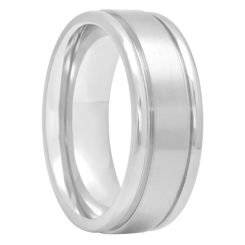 Trendy rings with modern designs for youthful flair -Titanium Satin Finish Center Band, 8mm