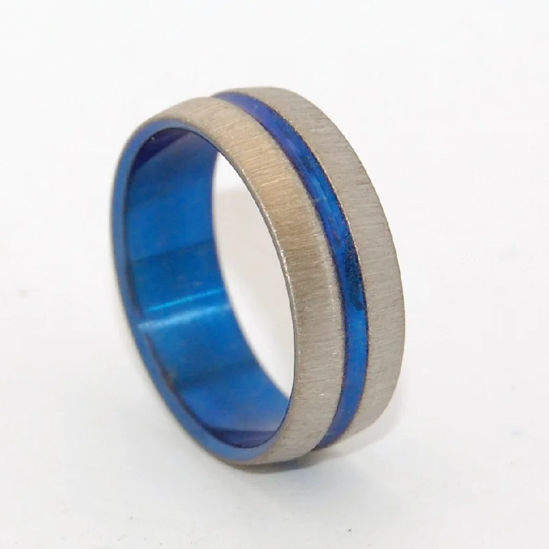 Large rings designed for striking finger presence -Blue Signature Ring Vertical Stroke | Men's Titanium Wedding Ring