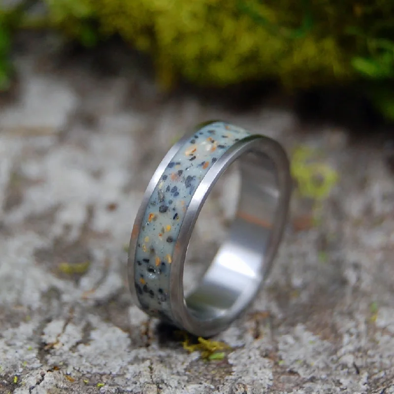 Custom rings crafted with your selected stone accents -Natural Beaches Of Iceland | Men's Icelandic Beach Sand & Titanium Wedding Ring