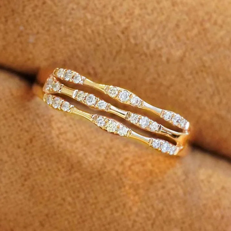 Dainty rings ideal for delicate finger embellishments -Wholesale bamboo multi-circle women's diamond niche design index finger ring