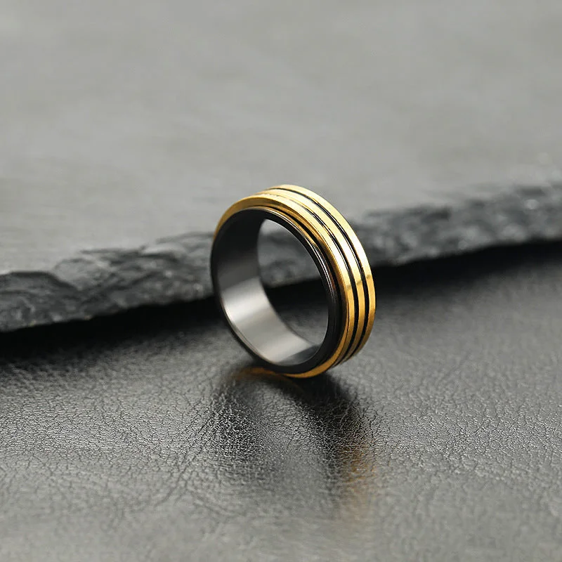 Rings with thin bands for light finger wear -Wholesale Double Layer Gold Rotatable Men's Titanium Steel Ring