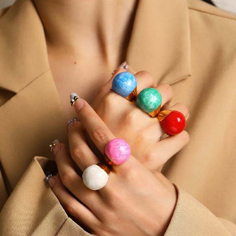 Colorful rings with multicolor stones for finger vibrancy -Wholesale Enamel Drop Glaze Titanium Steel Ring