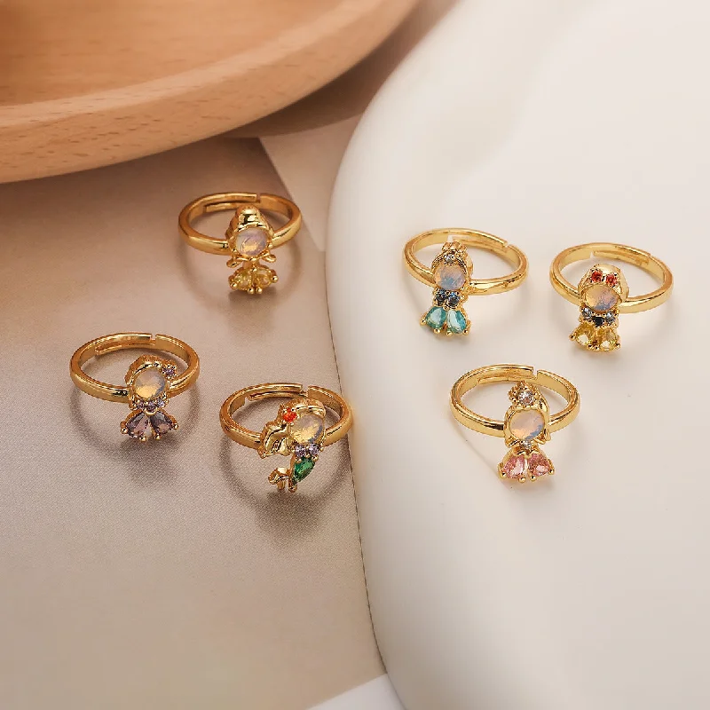 Vintage rings featuring timeless gemstone band designs -Wholesale Gold Plated Zircon Fairy Princess Ring