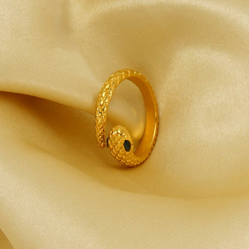 Custom rings crafted with your selected stone accents -Wholesale Non-gold Diamond Snake Shape Open Ring