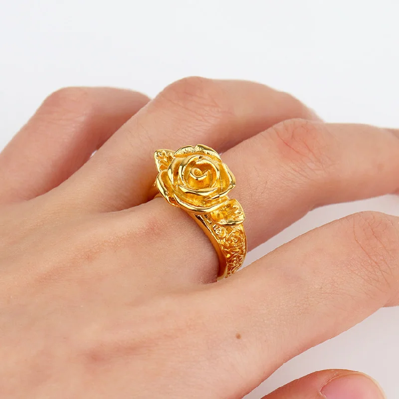 Rings featuring citrine for golden finger radiance -Wholesale Retro Three-dimensional Rose Little Girl Versatile Titanium Steel Ring