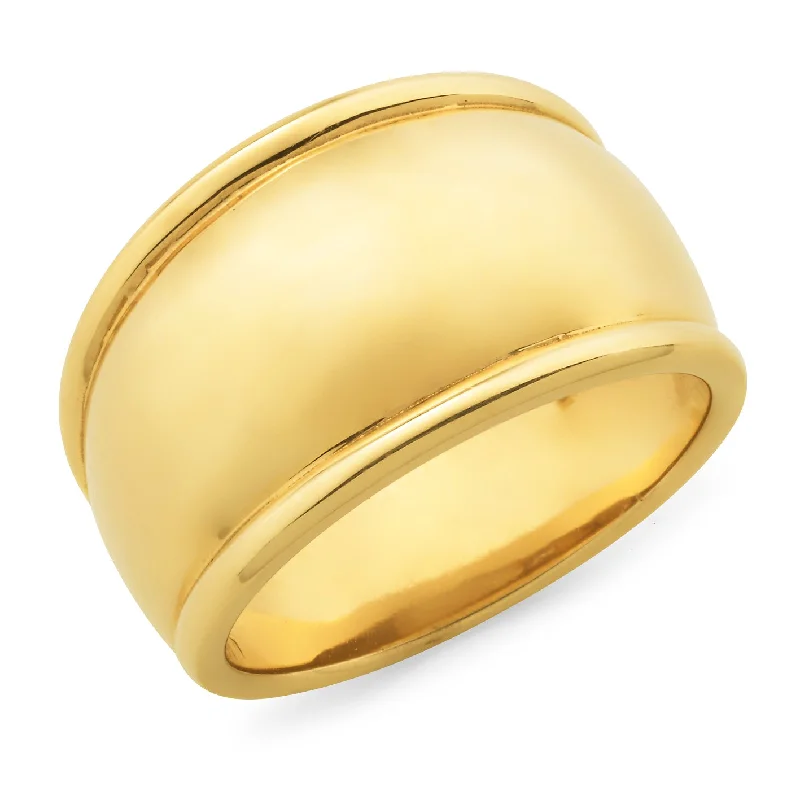 Crisp rings with modern shapes for finger chic -Yellow Gold Plain Dome Ring