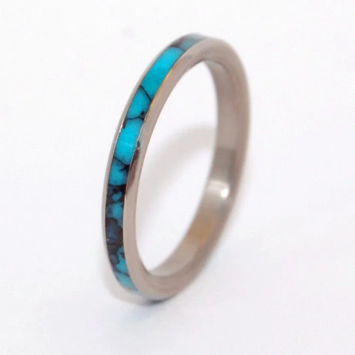 Rings featuring vivid stones for bold finger flair -You And Me | Men's Turquoise & Titanium Wedding Ring