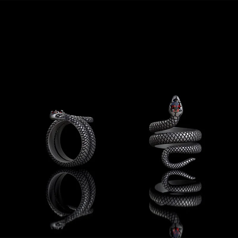 Luxe rings showcasing dazzling large gemstone features -Zircon-set Coiled Snake Sterling Silver Ring