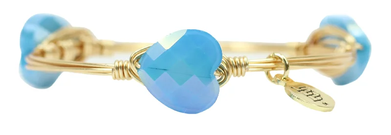 Adjustable bracelets for women with customizable fit for comfort and style -The Blue Heart Bangle Bracelet