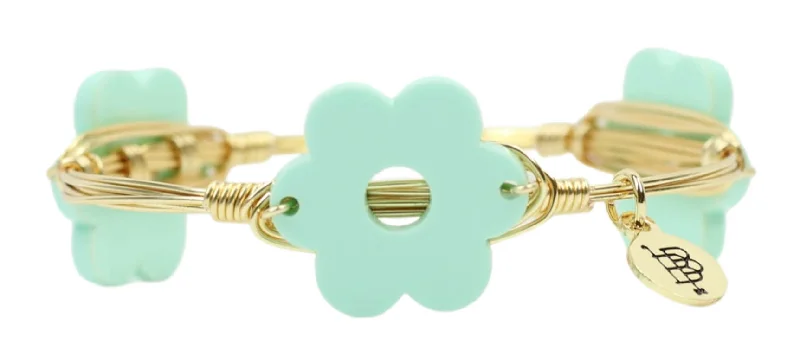 Modern geometric bangles with clean lines and unique shapes for contemporary style -The Flower Bangle Bracelet - Mint