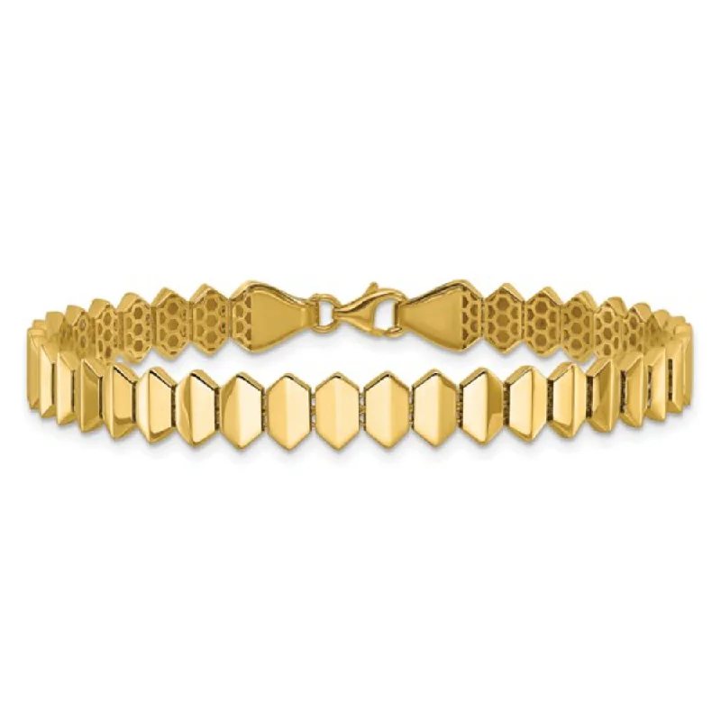 Gold bangles for women who love traditional, elegant accessories for any occasion -14k Gold Fancy Geometric Link Bracelet