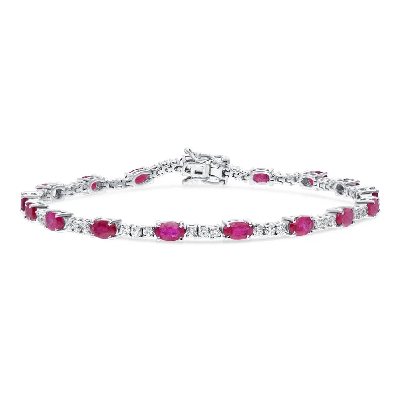 Elegant gemstone bangles with sapphires, rubies, and diamonds for stunning glamour -14k Gold Ruby and Diamond Bracelet