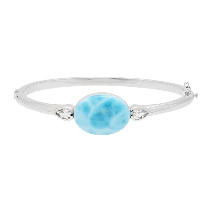 Minimalist cuff bracelets for sleek and simple accessories that go with everything -Alamea Oval Larimar Bangle Bracelet in Sterling Silver with Cubic Zirconia