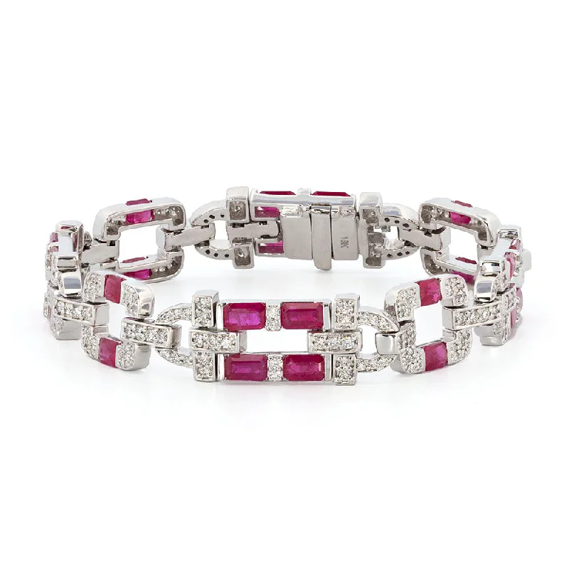 Custom birthstone bracelets for personalized, meaningful gifts that celebrate loved ones -Art Deco Inspired Ruby & Diamond Bracelet