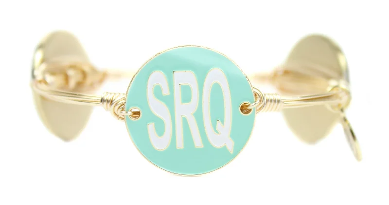 Personalized name bracelets with custom initials for a thoughtful, unique gift -Aviate xx B&B SRQ Bangle Bracelet- Sarasota