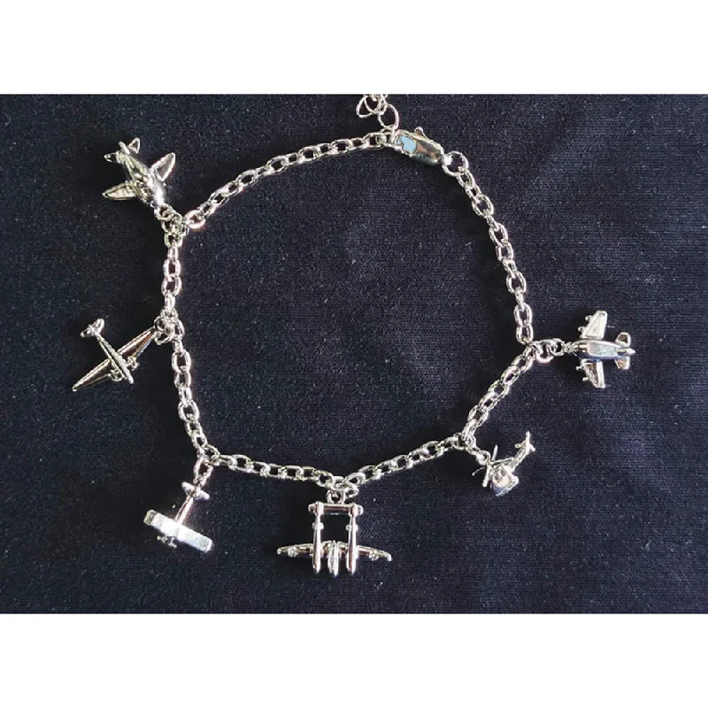 Personalized charm bangles for meaningful, custom jewelry that tells a story -Aviation Charm Bracelet