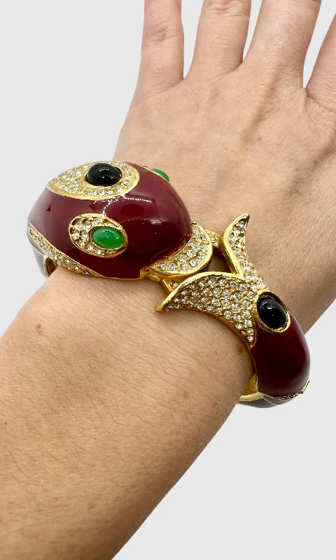 Wide bangles with intricate patterns for a bold, statement-making accessory -CINER DOLPHIN BRACELET