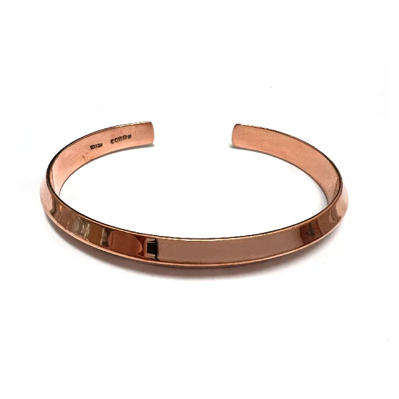 Simple silver bracelets with minimalist designs for everyday wear and elegance -Copper Groove Bangle Bracelet