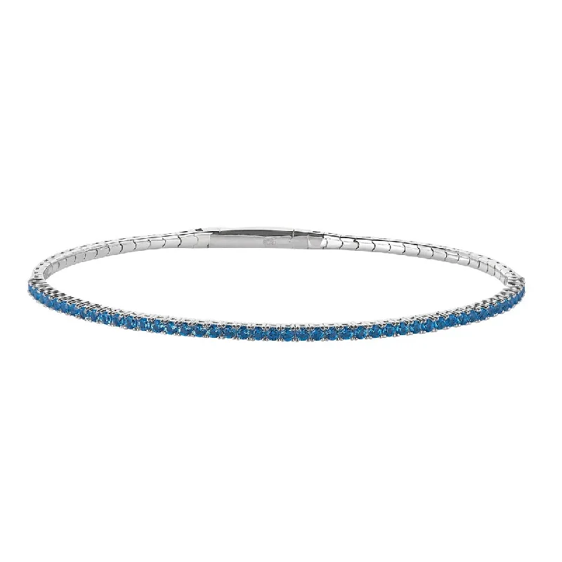 Dainty bracelets with tiny charms for a delicate, feminine accessory choice -Cubic Zirconia Blue December Bracelet in Sterling Silver