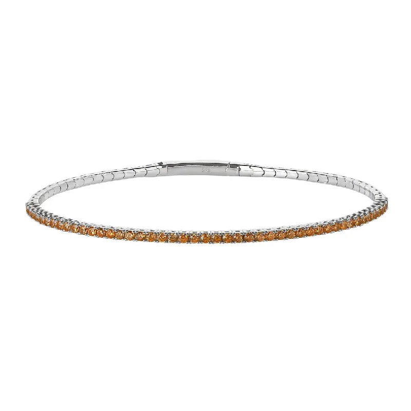 Bold cuff bangles with modern designs and edgy materials for a unique statement -Cubic Zirconia Orange November Bracelet in Sterling Silver