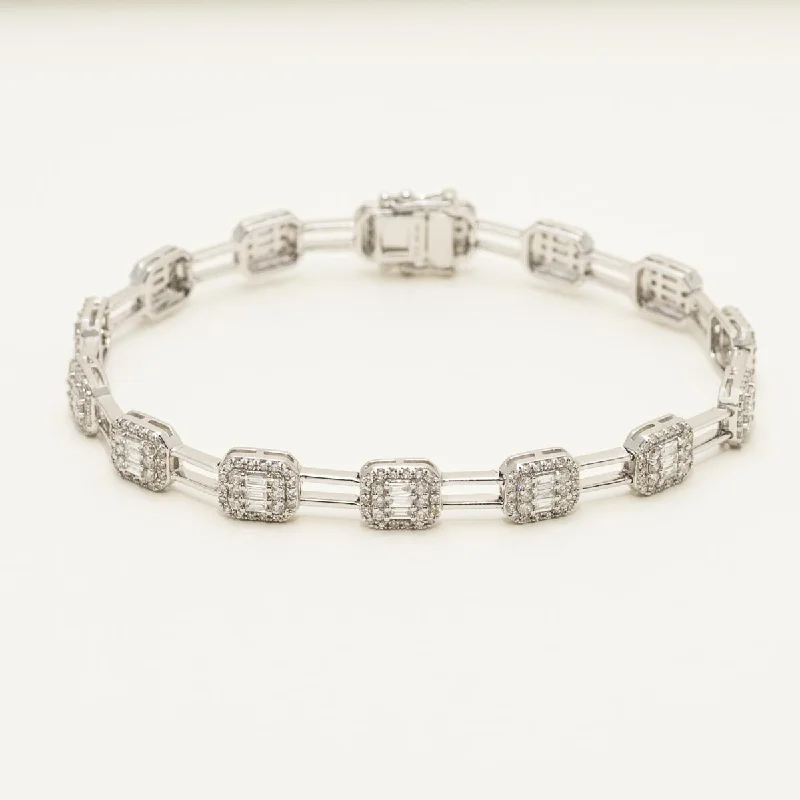 Engraved bangle bracelets with custom messages or dates for a sentimental touch -Dabakarov Diamond Link Bracelet in 14kt White Gold (2 1/5ct tw)