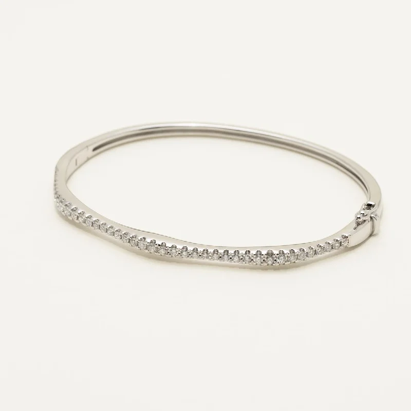 Layered leather bracelets for women with unique textures and earthy appeal -Dabakarov Diamond Wave Bangle Bracelet in 14kt White Gold (3/4ct tw)