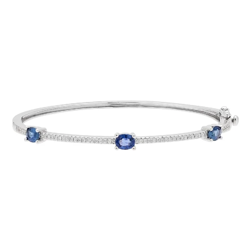 Modern geometric bangles with clean lines and unique shapes for contemporary style -Dabakarov Oval Sapphire Bangle Bracelet in 14kt White Gold with Diamonds (1/3ct tw)