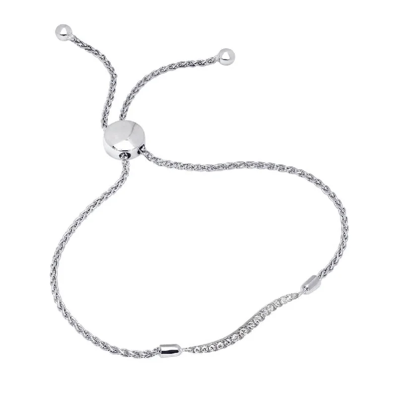 Bold cuff bangles with modern designs and edgy materials for a unique statement -Diamond Bolo Bracelet in Sterling Silver (1/5ct tw)