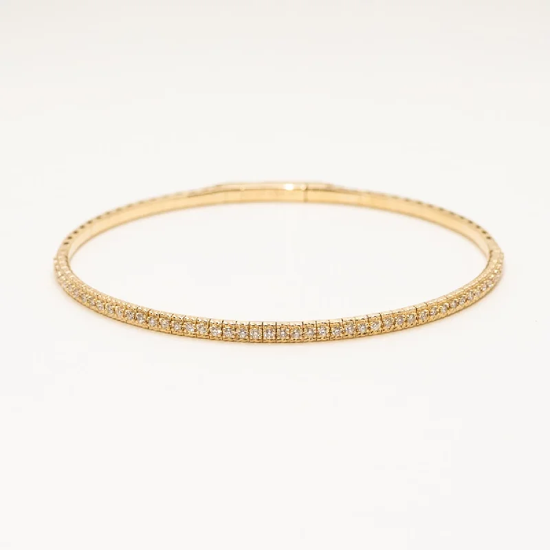 Layered leather bracelets for women with unique textures and earthy appeal -Diamond Flex Bangle Bracelet in 14kt Yellow Gold (3/8ct tw)