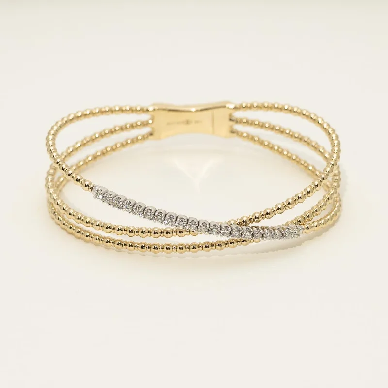 Stackable silver bangles for a coordinated and trendy layered jewelry look -Diamond Flexible Bracelet in 14kt White and Yellow Gold (5/8ct tw)