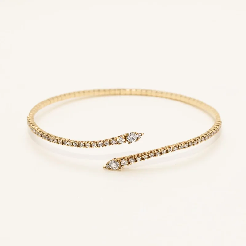 Personalized engraved leather bracelets for a stylish and meaningful accessory -Diamond Flexible Bracelet in 14kt Yellow Gold (7/8ct tw)