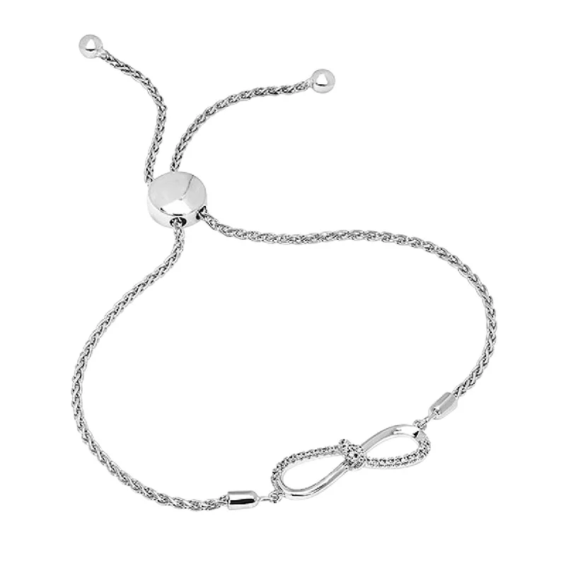 Personalized engraved bangles with initials or dates for a meaningful gift idea -Diamond Infinity Bolo Bracelet in Sterling Silver (1/10ct tw)